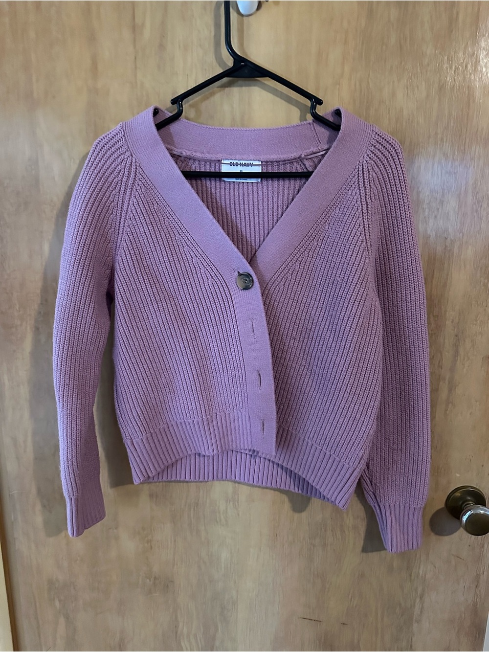 Old Navy Mauve Ribbed V-Neck Button Cardigan